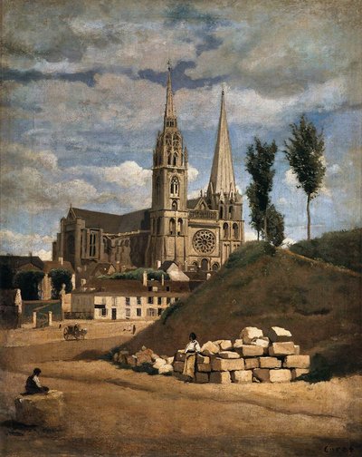 De kathedraal van Chartres door Jean Baptiste Camille Corot